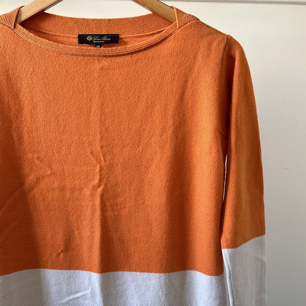New Loro Piana 100% cashmere boatneck bateau colorblock knit pullover sweater - Picture 7 of 16
